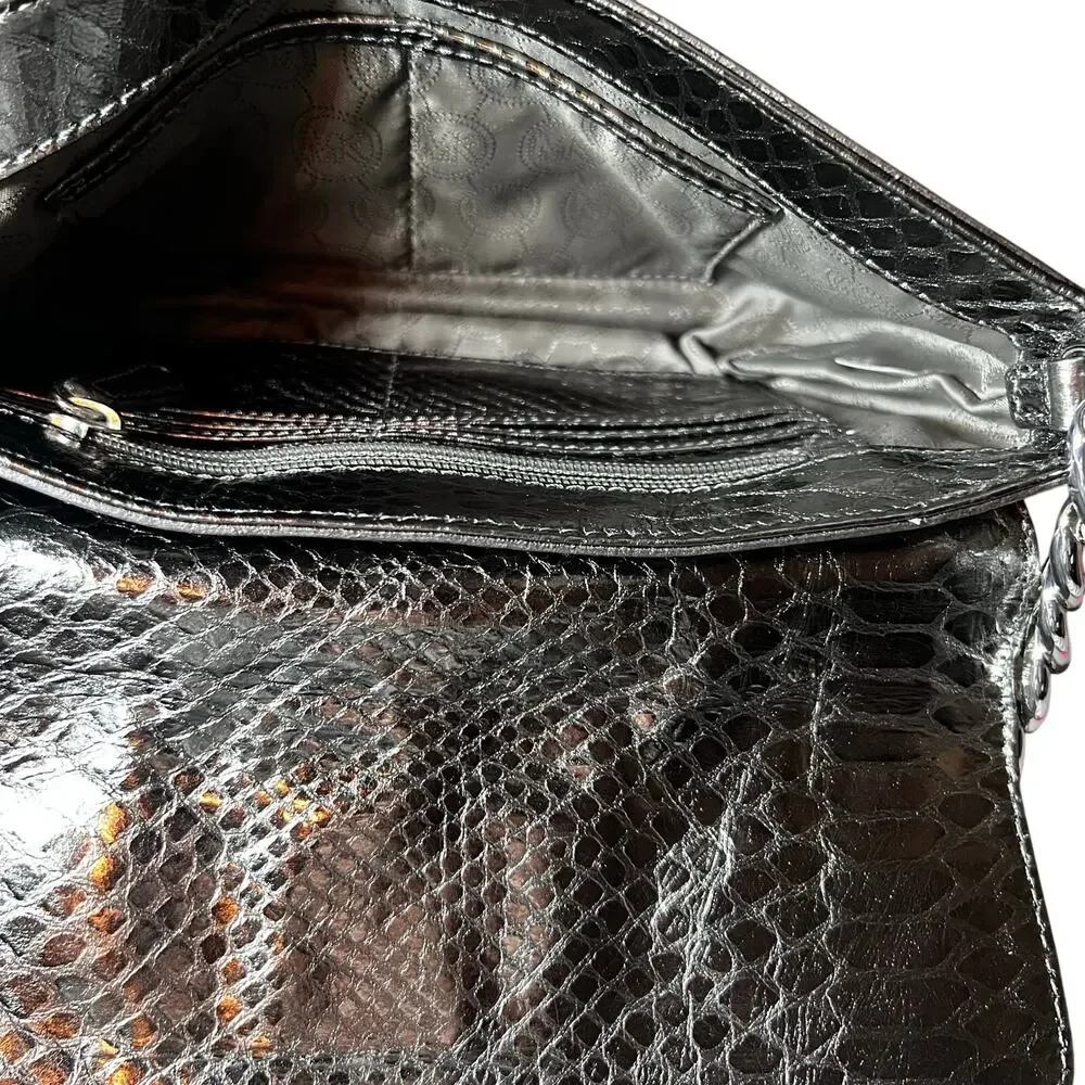 Michael Kors Fulton Small Flap Leather Shoulder Bag black Gunmetal metallic
